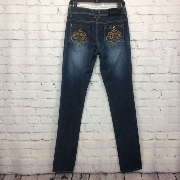 Dereon Beyonce Jeans Women’s Size 7/8 Skinny Whiskering Tapered Leg Embellished - Picture 10 of 10